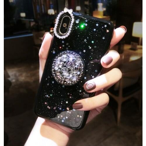 Twinkle Stars Crystal Stand Phone Case For iPhone11 Pro XS MAX 78PLUS 6s SE2020 Soft TPU Cover Jelly Body Shell Protection