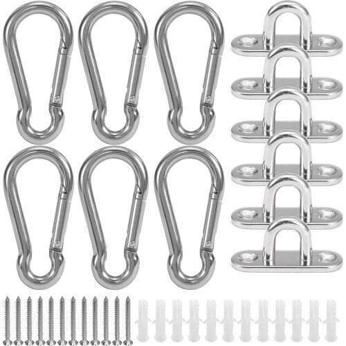 5mm Eye Plates Carabiners Screws Set Multifunctional Wall Mount Hanging Hook for Wall Mounting Hammocks Yoga Training