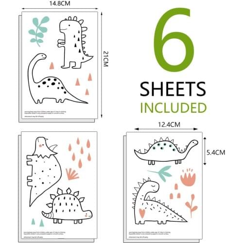 12pcs/set Dinosaur Wall Sticker DIY Brief Strokes for Baby Kids Room Mural Decals Nordic Ins Door Fridge Cabinet Decoration