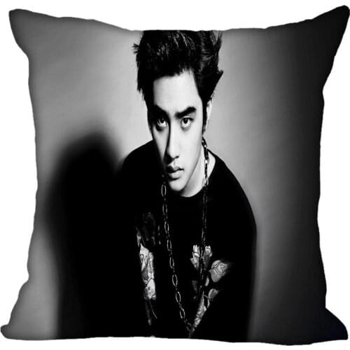New Custom Kpop EXO D.O. Pillowcases Printed Square Silk Pillowcase Home Decorative zipper Satin Pillowcases (One Side)