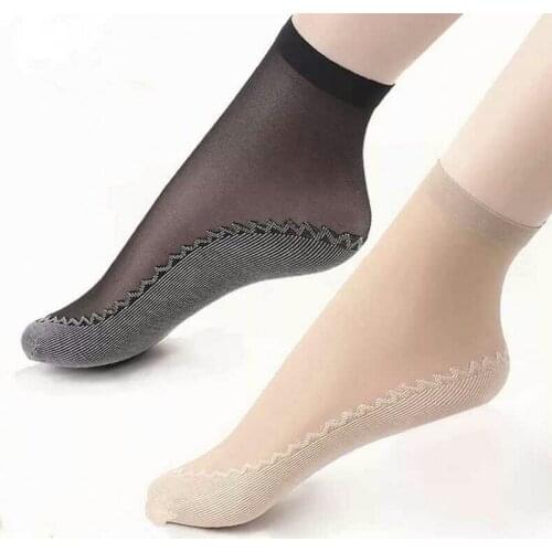 1 Pair Summer Women Soft Non-slip Socks Casual Bottom Invisible Splice Trendy Transparent Ladies Girls Thin Silk Lace Socks