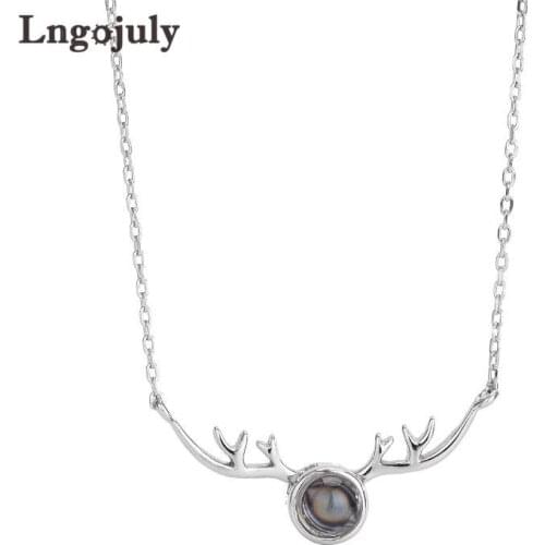 Brand New 925 Sterling Silver Fine Jewelry 100 Languages I Love You Projection Deer Necklace For Women Girlfriend Jewelry Gifts