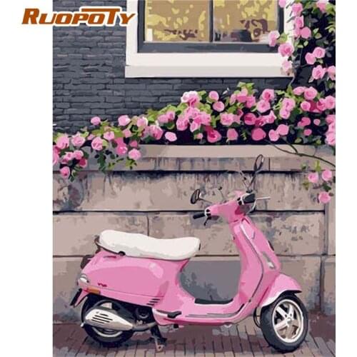 RUOPOTY Oil Painting By Numbers Kits For Adults HandPainted Diy Framed Unique Gift Flower Landscape Photo By Number Art Crafts