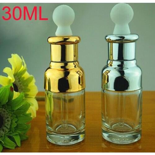 20ml Silver/golden essential oil bottle with UV plastic cap +glass dropper for cosmeticl packaging 100pcs/lot
