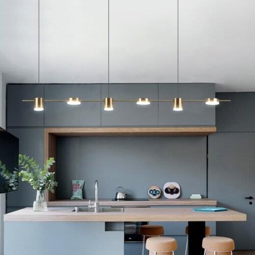 Nordic Black / Gold Painted Aluminum Cord Droplight with LED Acrylic Round Light Pendant Light Bar Club Dining Room