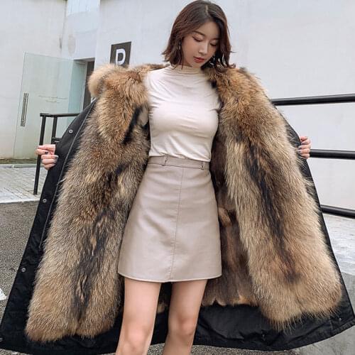 Special winter in the new sent to overcome long detachable raccoon fur bladder thickening imitation fur coat female big yards