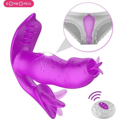Licking Vibrator 7 Mode Vibrating Eletric Shock Anal Vagina Clitoris Stimulator Wearable Oral Suction Erotic Sex Toys for Women