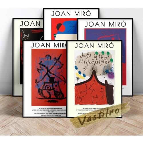 Joan Miro Museum Exhibition Poster, Miro Surrealism Wall Picture, Abstract Patten Art Prints, Living Room Bedroom Wall Stickers