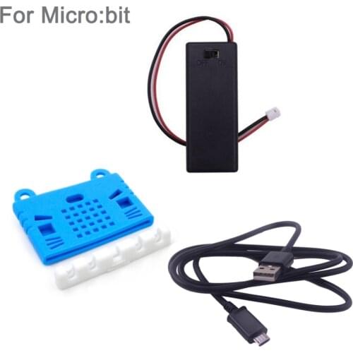 For micro:bit microbit Silicone Case Protective Cover +Battry Holder Case 3V PH2.0 for 2pcs AAA Batteries+1m Micro USB Cable