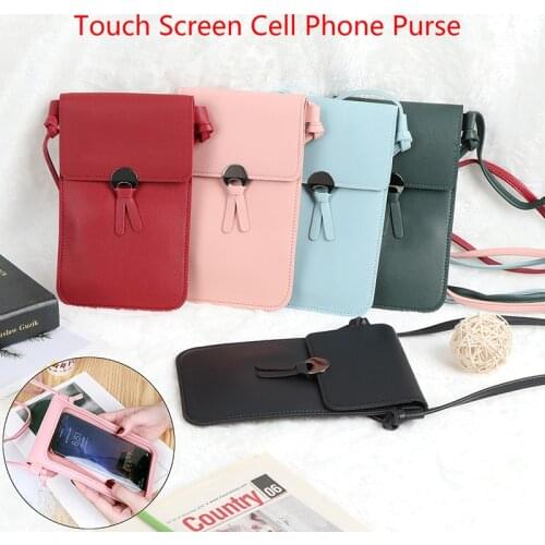 1 Pc Women Touch Screen Bag Cell Phone Smartphone Wallet Leather Shoulder Strap Bag