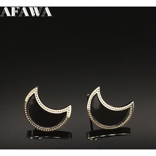 2021 Fashion Moon Enamel Stainless Steel Earrings for Women Silver Color Stud Earrings Jewelry pendientes de plata E612707