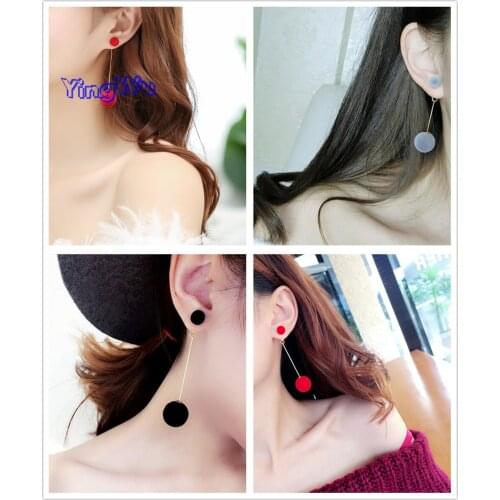 New Red Black Fashion Plush Ball Earrings For Women Korean Velvet Round Tassel Long Earrings Gift Jewelry