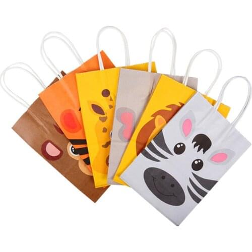 1pc Jungle Safari Animals Gift Bags Zoo Animals Birthday Party Bags For Kids Baby Shower Birthday Party Favor Dec