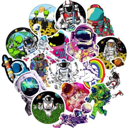 10/50pcs Space Astronaut Alien Graffiti Waterproof Stickers for Refrigerator Car Helmet DIY Gift Box Bicycle Guitar Notebook Toy