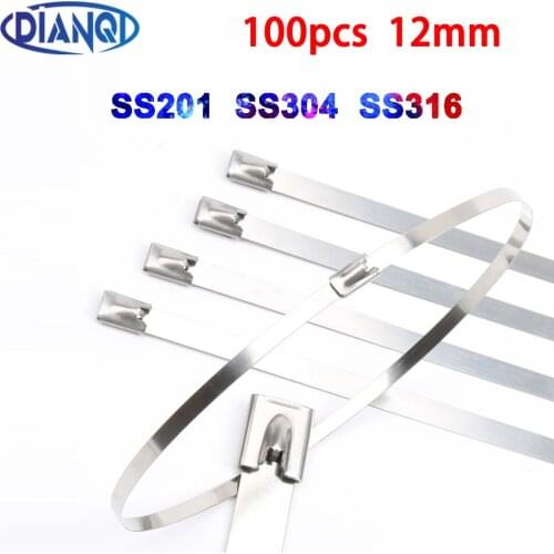 High Quality 100pcs 12mmx500mm Self-Locking Stainless Steel Zip Cable Tie Lock Tie Wrap