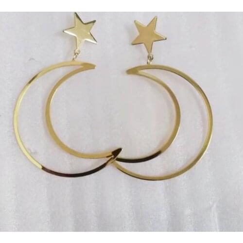 12 pair /lot jewelry fashion jewelry metal star big moon earrings for women 2021