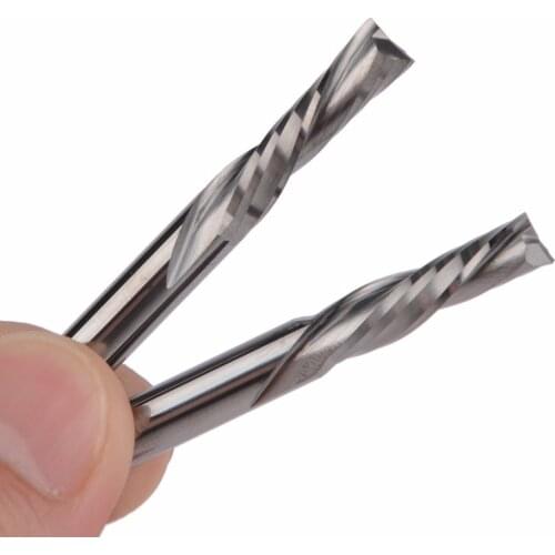 2pcs AAA 6x25mm Left Handed DOWN Cut Two Flutes Spiral Carbide Mill Tool Cutters for CNC Router, Wood End Mill Cutter Bit