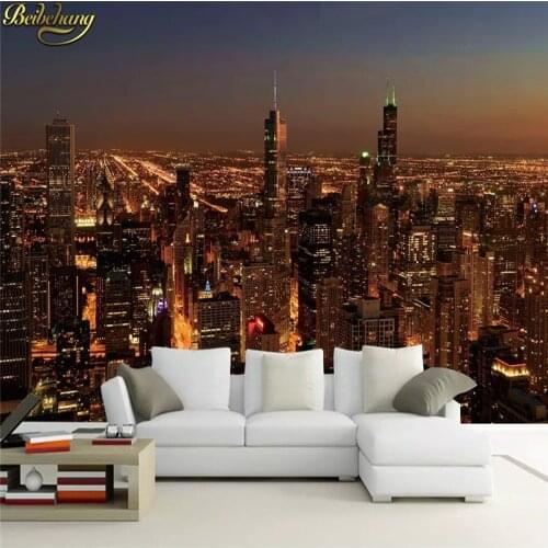 Beibehang 3d modren wallpaper custom photo Brilliant city lights mural 3D wall paper living room papel de parede floral 3d mural