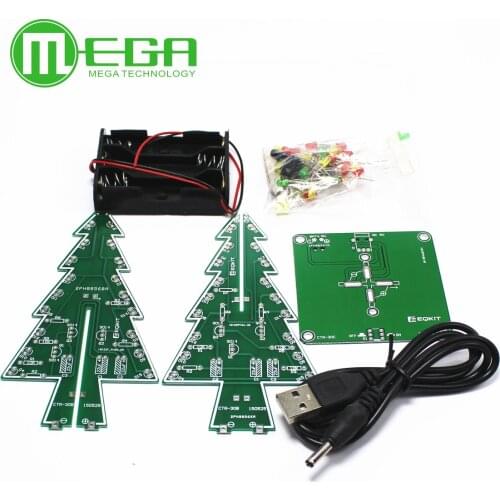 Three-Dimensional 3D Christmas Tree LED DIY Kit Red/Green/Yellow LED Flash Circuit Kit Electronic Fun Suite
