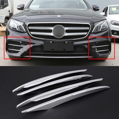 4pcs ABS Chrome Front Fog Lamp Cover Trim For Mercedes Benz E Class W213 E200 E300 2016 2017 2018 2019 E43 AMG Car Accessories