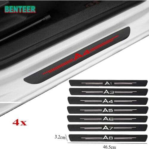 4pcs Carbon fiber Car Protector Door Sill Stickers for Audi A3 A4 A5 A6 A7 A8 A1 B5 B6 B7 B8 B9 8P 8V 8L C6 C5 C7 4F