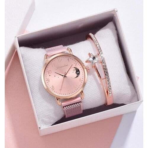 Simple Numbers Dial Luxury Quartz Watch Rose Gold Mesh Strap Womens Fashion Watches Women Clock Rose Gold Pointer Wristwatches