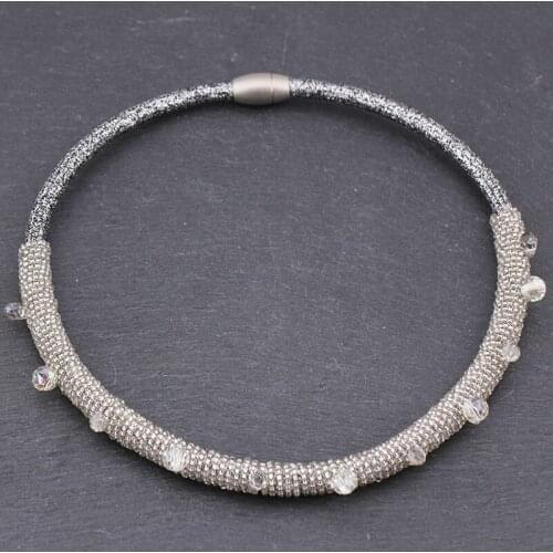 Endless Love Dreamlike Pink Water Drop Natural Crystal girl choker Sliver Magnetic Clasps Necklace for Women jewelry collares