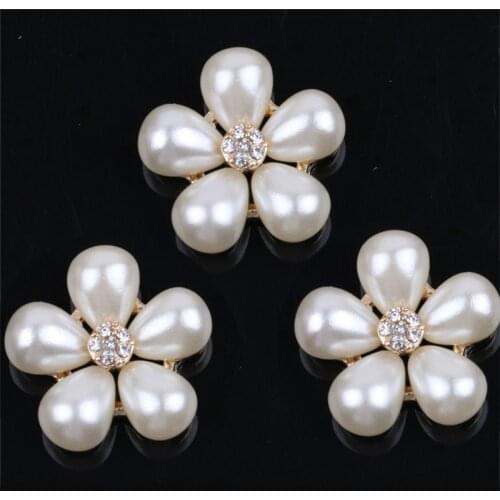 5pcs Flower Design Rhinestones Faux Pearl Decor rhinestone crystal buttons &sewing buttons with rhinestones decorative buttons