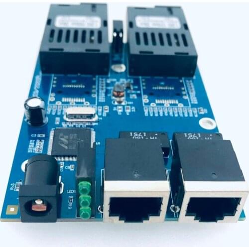 10/100/1000M Gigabit Ethernet switch Ethernet Fiber Optical Media Converter Single Mode 2 RJ45 UTP and 2 SC fiber Port Board PCB