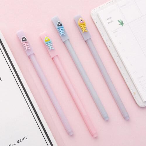 4pcs/lot Kawaii Silicone Lucky Fish Gel Pen 0.5MM Black Ink Gift Stationery School Office Supply