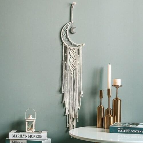 Nordic Style Cotton Macrame Wall Hanging Hand Made Moon Dream Catchers Handmade Tassels Dreamcatcher Home Decoration Drop Ship