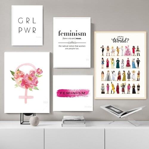 Feminism Art Painting Girl Power Poster Who Run The World Picture Nordic Feminist Canvas Prints for Girls Room Home Wall Decor