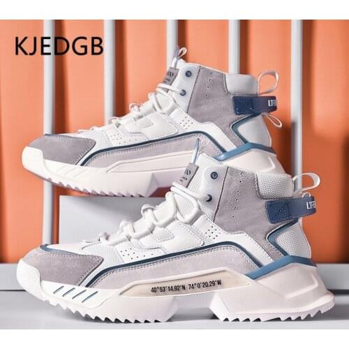 KJEDGB Autumn Winter Chunky Sneakers High Top Men Casual Shoes White Fashion Street Thick Soled Male Platform Footwear