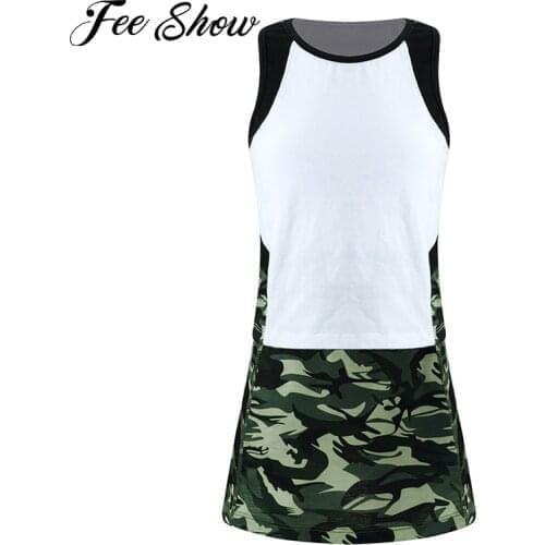 Camouflage Print Two Piece Skirt Set for Girls Summer Crop Tops and Tennis Mini Skirt Ruffle Sport 2 Piece Sets Sports Outfits