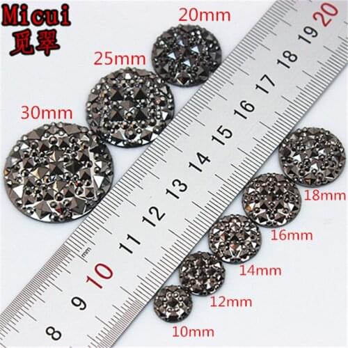 Micui Round Antique Silver Color Resin Rhinestone Flatback Crystal beads For DIY Scrapbooking crafts Wedding Decoration ZZ550
