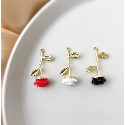 Sweet temperament beauty super fairy tie three-dimensional rose pendant DIY earring necklace bracelet jewelry material 6pcs