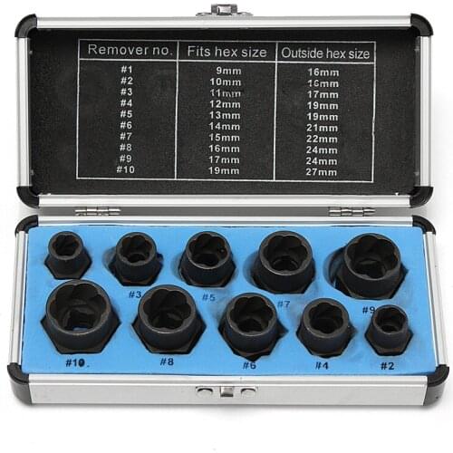 10Pcs/Set Damaged Bolts Nuts Black Nuts Screws Remover Extractor Removal Tools Set Threading Tool Kit Car Hub Multipurpose Screw