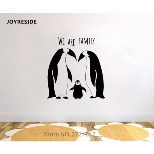 JOYRESIDE Animal Wall We Are Family Decal Vinyl Sticker Funny Penguins Decor Kids Baby Girl Boy Room Bedroom Design Mural A503