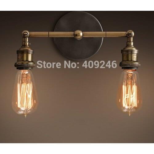Vintage style Industrial double Edison Wall Mirror Lamp light Copper holder Cafe Bar Club Aisle Bedroom