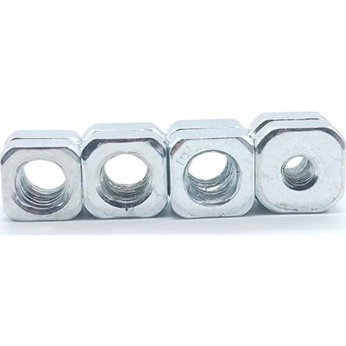 50pcs M3 M4 Galvanized Square Nuts Quartet Four Corners Rectangle Aluminum Accessories Slider Lock Nut 2.5mm-4.5mm thickness