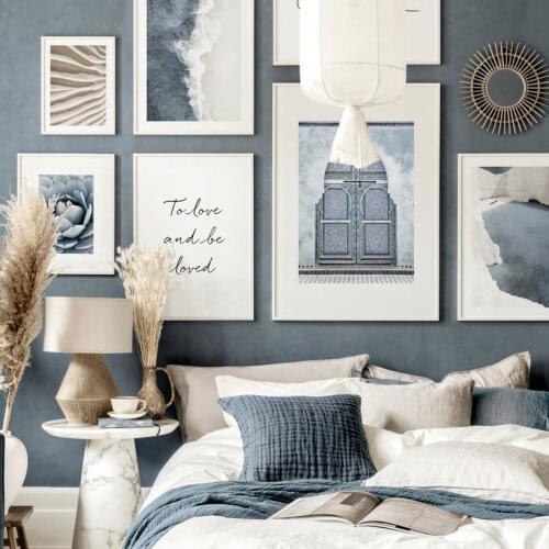 Blue Marrakech Agave Wave Greece Beach Sand Quotes Wall Art Prints Canvas Painting Nordic Poster Decor Pictures For Living Room