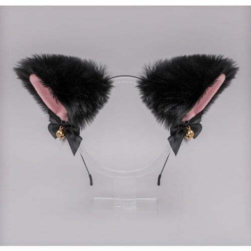 Cosplay Girl Plush Furry Cat Rabbit Ears Headband Cosplay Accessories for Girls Party Lolita Cosplay Cat Ears with Bell Headwear
