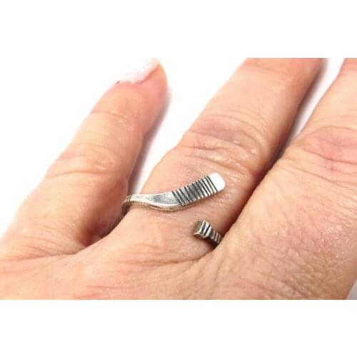Hockey Ring, Ice Hockey Ring, Girls Hockey Jewelry, Adjustable, Hockey Stick Ring