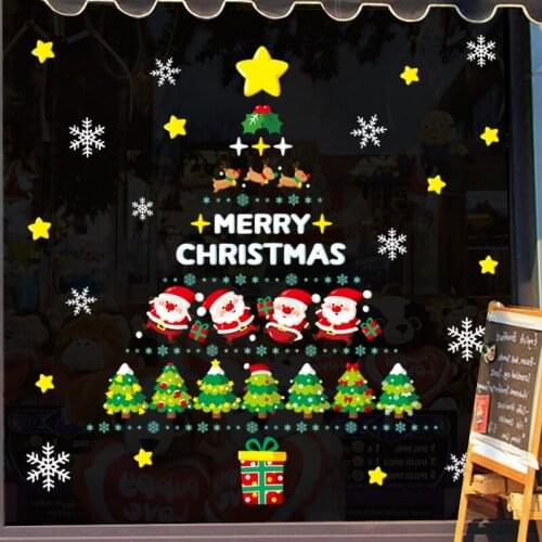 Christmas decoration mall glass window paste door wall sticker self adhesive creative Christmas tree sticker kindergarten layout