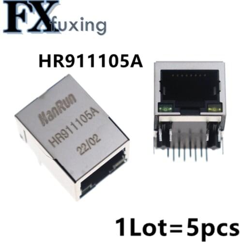 5pcs Fast Ethernet network port 911105A RJ45 with filter transformer instead of HR911105A Connector 1P Filter Transformer Hot