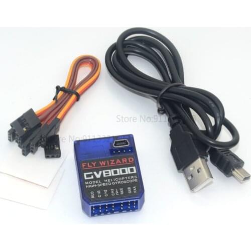 New GV8000 MINI Flybarless System Blue 3 Axis Gyro For ALIGN TREX T-REX etc. 450 550 600 700 RC Helicopter FBL DFC