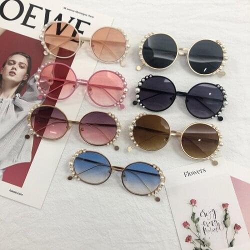 Kids Round Metal Children Pearl Sunglasses Girl Boy Cute Eyewear Fashion Sun Glasses Shade UV400
