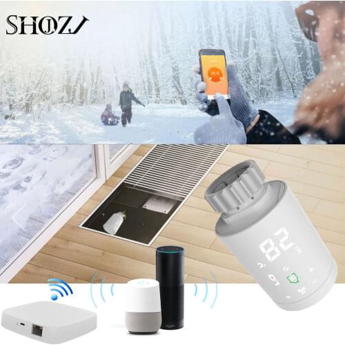 TUYA wireless zigbee switch WIFI thermostatic radiator valve for low power-consunming for Works with Alexa Google home