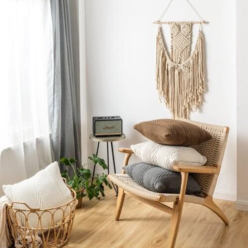 Instagram Simple Style V Shape Bay Window Decoration Knitting Pillow Cute Square Chair Cushion Soft Back Protect Holding Pillow