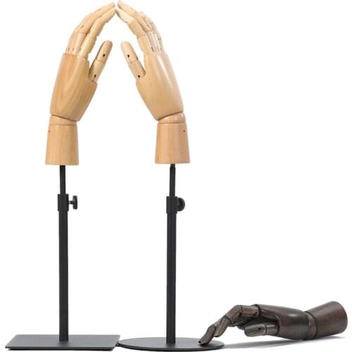 High Quality Wood Manikin Female Hand Mannequin Movable Joint For Metal Base Bracelet Puppet Glasses Jewelry Props Display D396